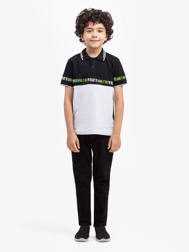 Boy's White & Black Polo Shirt - EBTPS5-012
