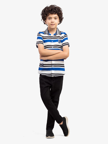 Boy's White & Blue Shirt - EBTS5-27620