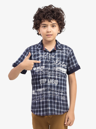 Boy's Navy & White Shirt - EBTS5-27578-2P