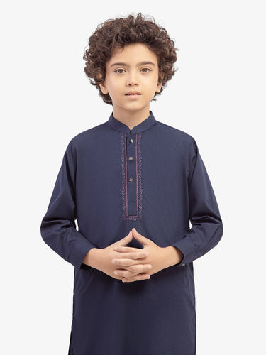 Boy's Navy Blue Kurta Shalwar - EBTKS5-4047