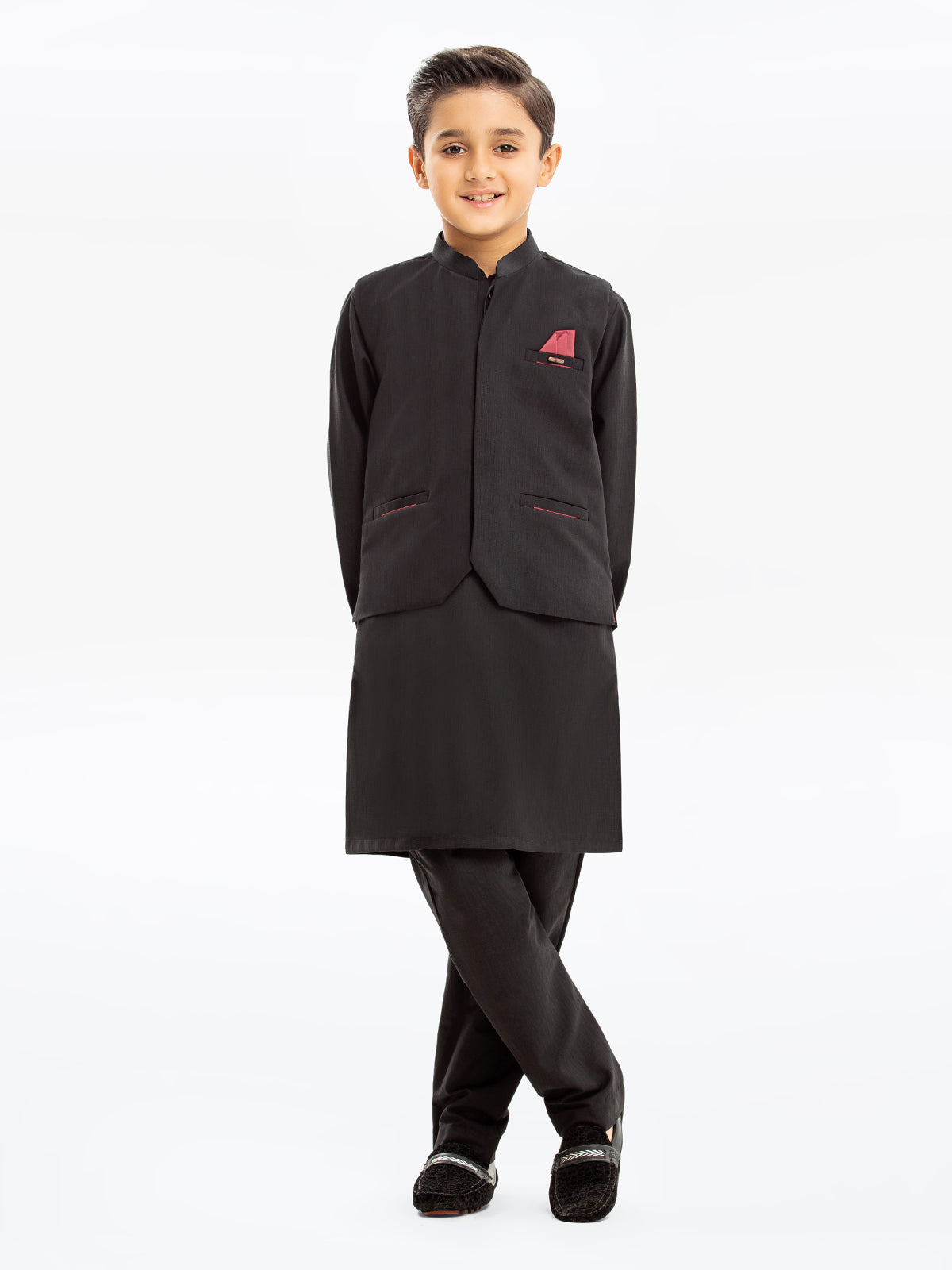 Boy's Black Waist Coat Suit - EBTWCS23-25184