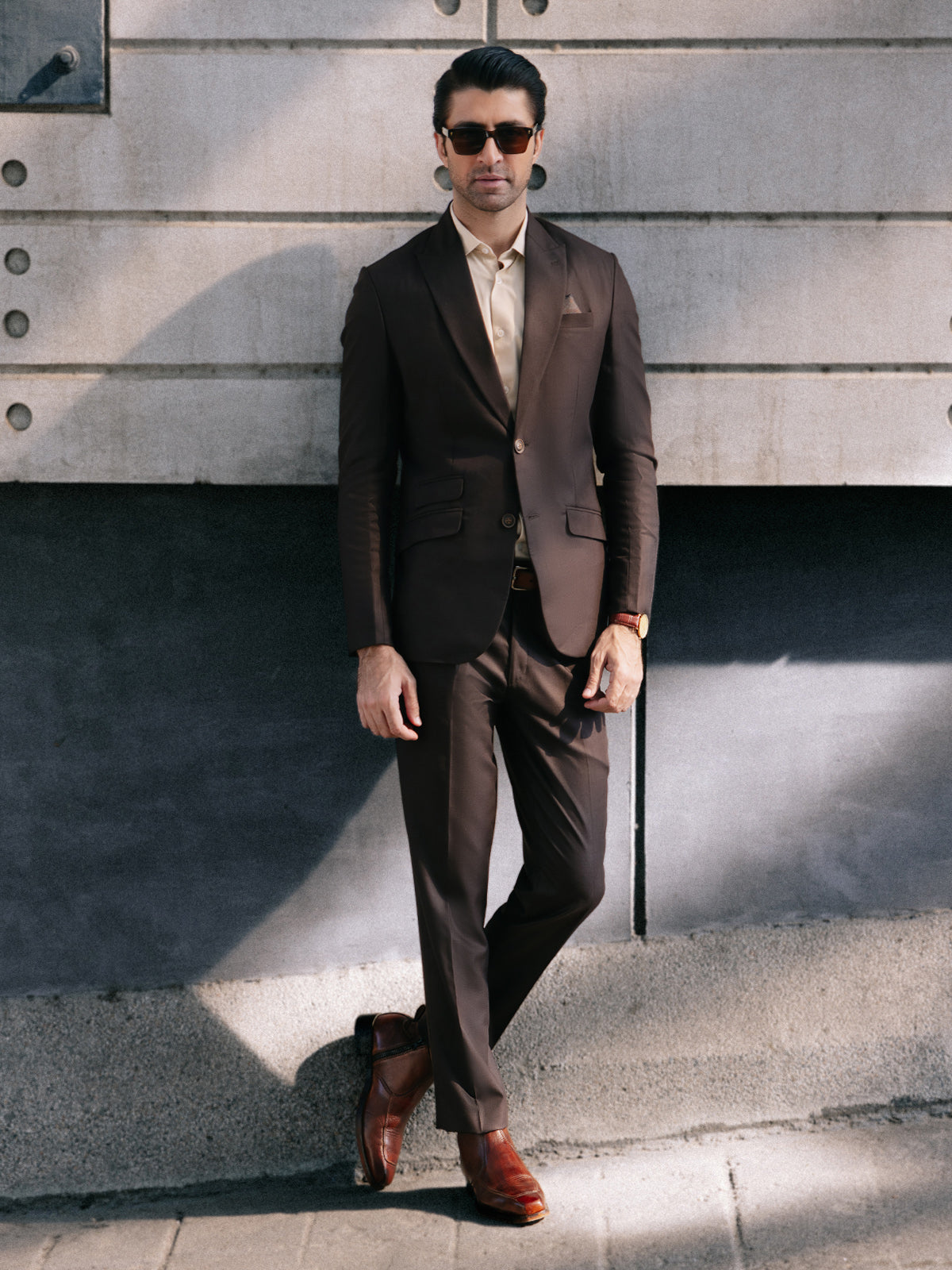 Wear Brown Coat Pant Black Shoes Edenrobe Men's Dark Brown Coat