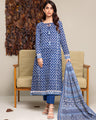 EWU24A2-27290-3P Unstitched Royal Blue Printed Cambric 3 Piece