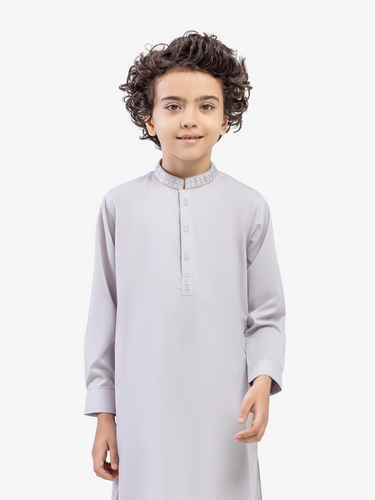 Boy's Ash Grey Kurta Shalwar - EBTKS5-4042