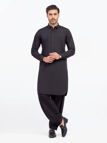 Men's Black Kurta Shalwar - EMTKST5-99564