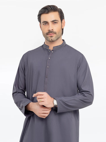 Men's Dark Grey Kurta Shalwar - EMTKS5-41156
