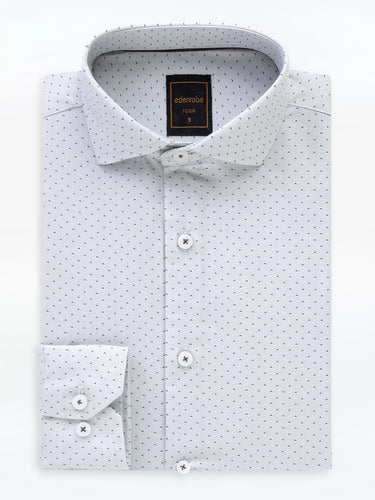 Men's Light Grey Textured Shirt - EMTSI5-50750