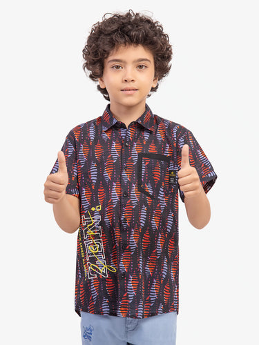 Boy's Black Multi Shirt - EBTS5-27637