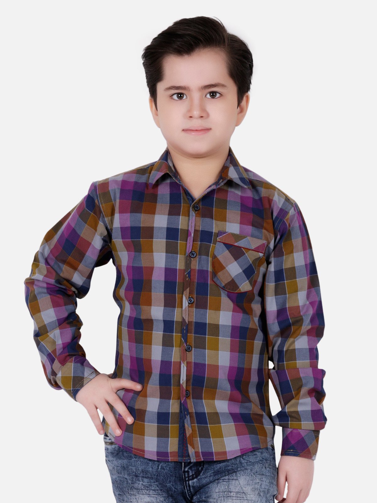 edenrobe Boy's Olive Green Shirt EBTS1827198 edenrobe Pakistan