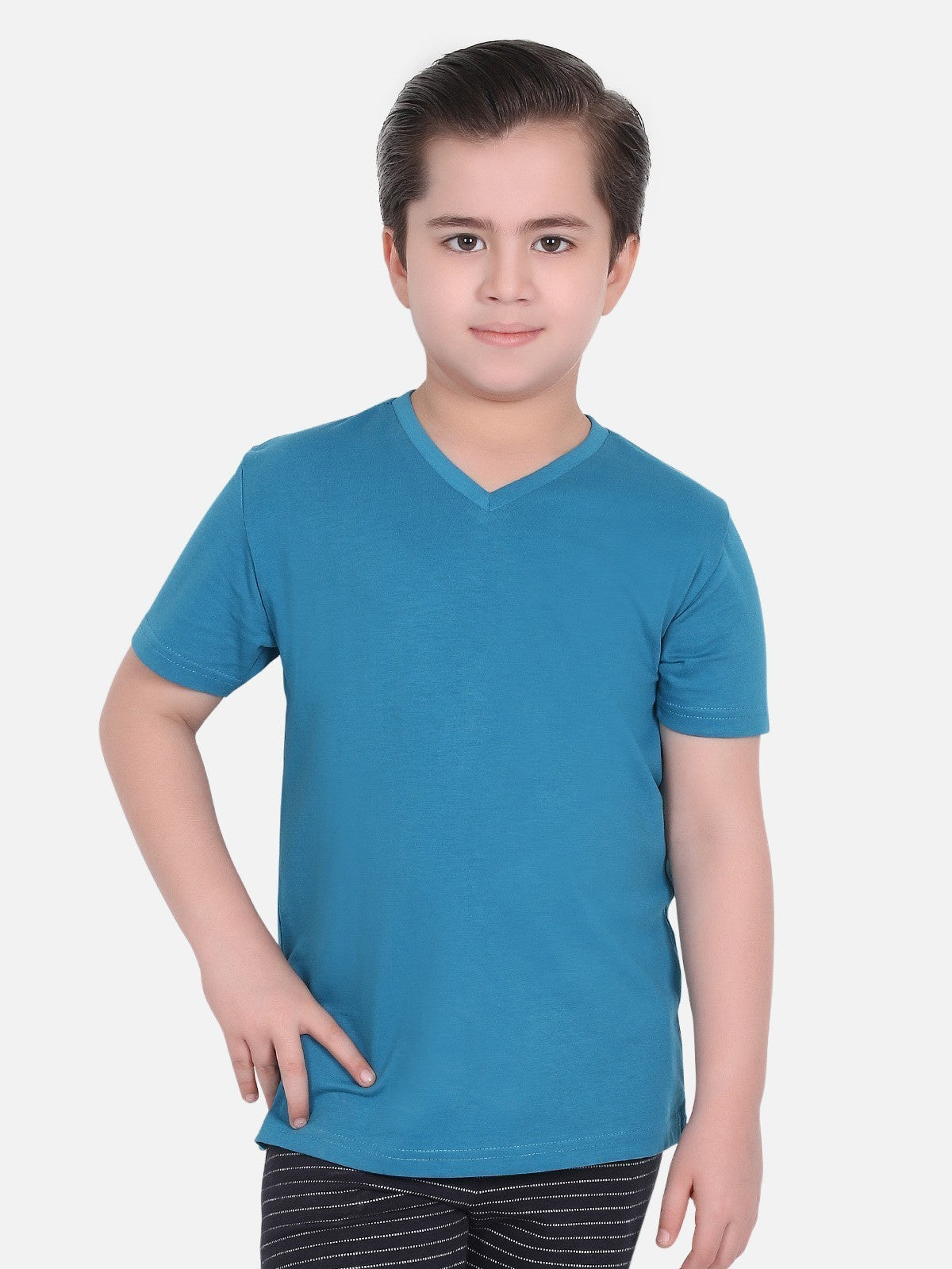 Boy's Blue Half Sleeves Basic Tee - EBTBT19-036