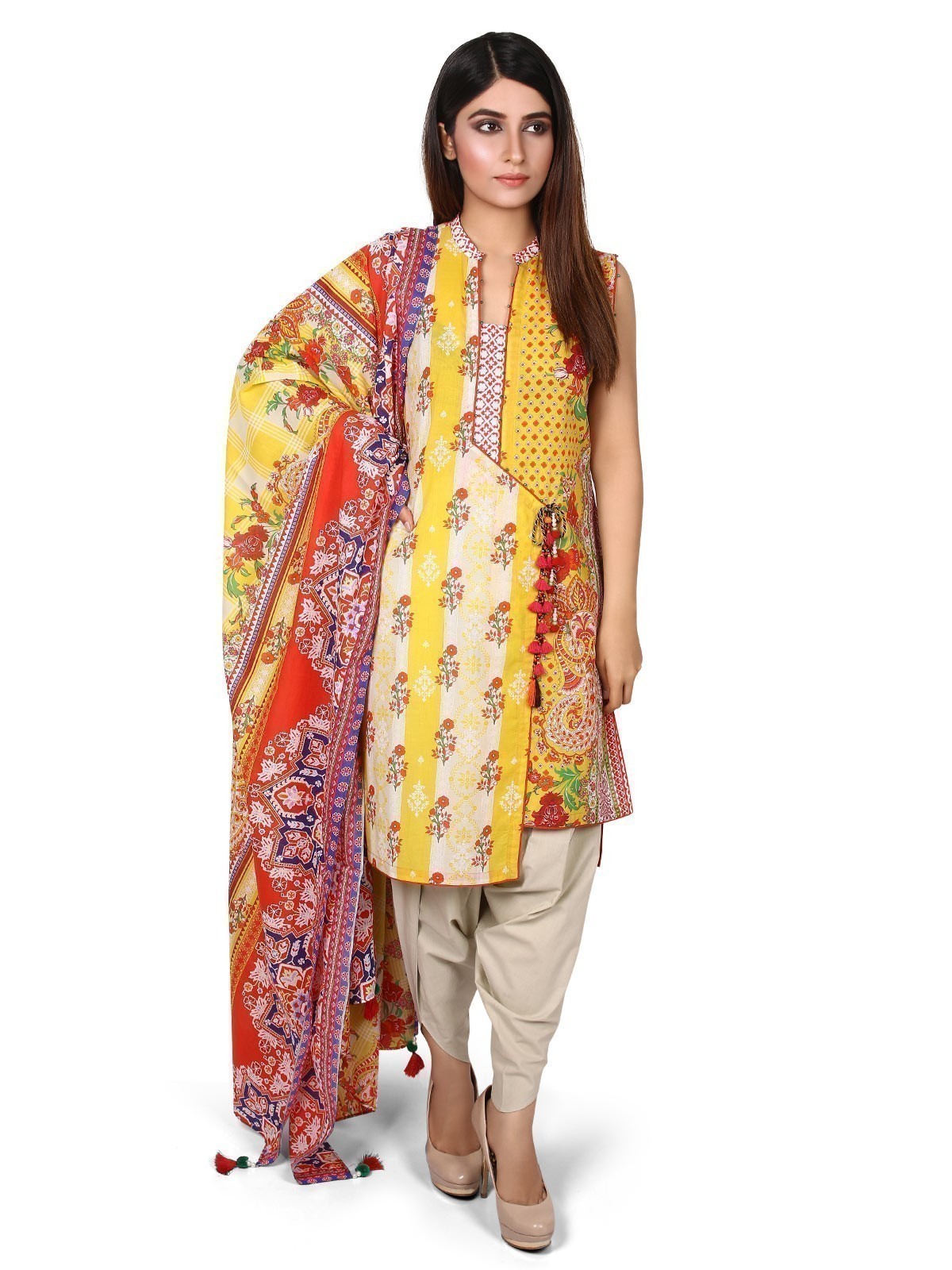 ELU19A1-19642 Unstitched Yellow Printed Lawn 2 Piece
