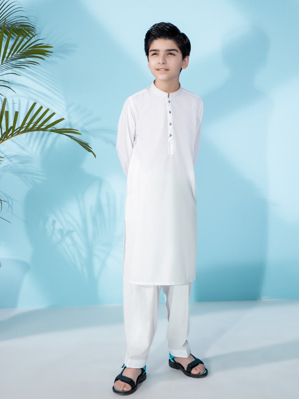 Boy's Off White Kurta Shalwar - EBTKS21-3716