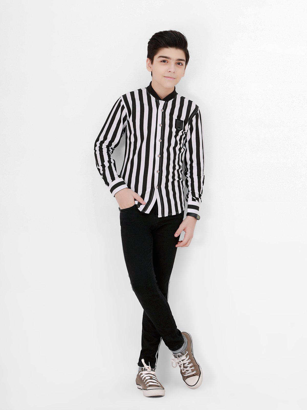 Boy's Black & White Shirt - EBTS21-27305
