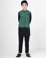 Boy's Green & Black Waist Coat Suit - EBTWCS21-25133