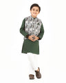 Boy's Grey & Green Waist Coat Suit - EBTWCS21-25139