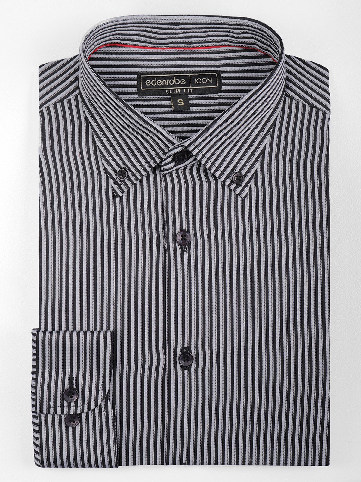 Men's Black & Grey Striped Shirt - EMTSI21-50222
