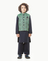 Boy's Green & Navy Waist Coat Suit - EBTWCS22-25161