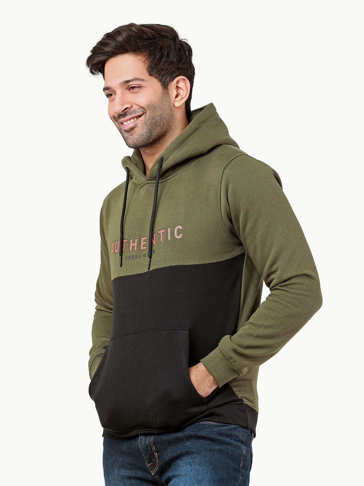 Olive green men's hoodie on sale