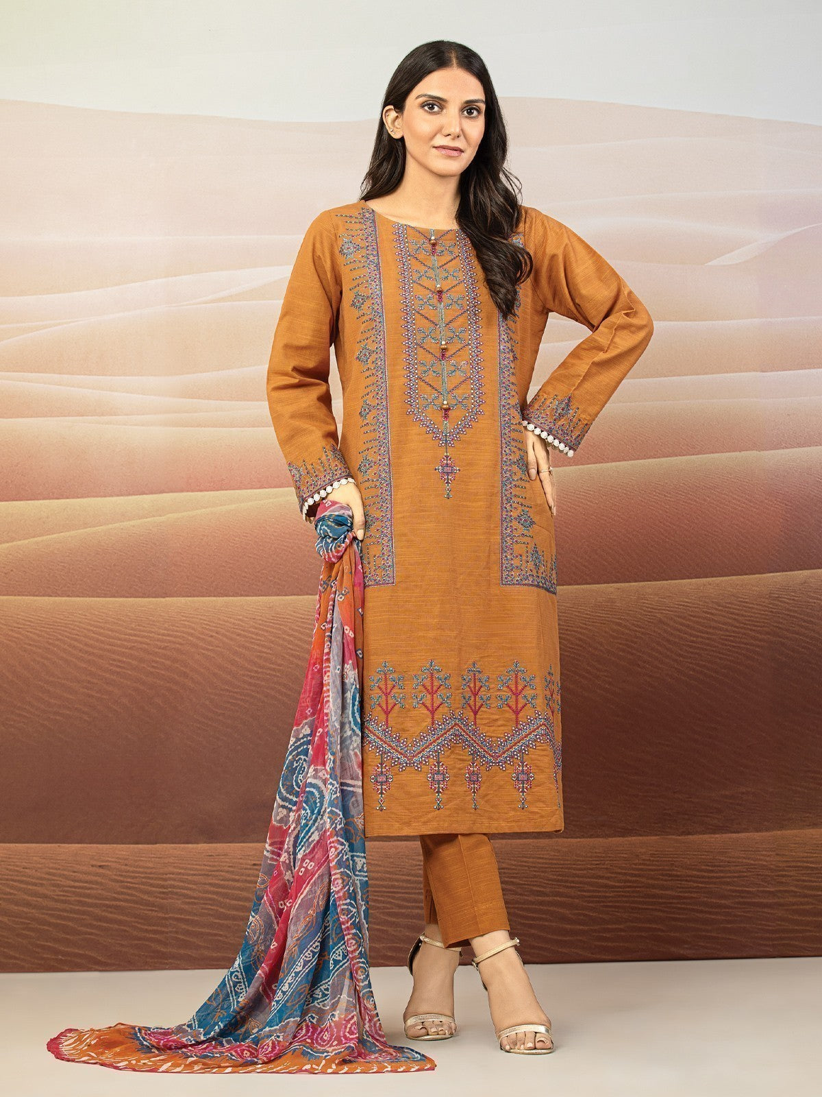 edenrobe Women s Rust Unstitched 3PC Khaddar EWU22V12 25005 edenrobe Pakistan