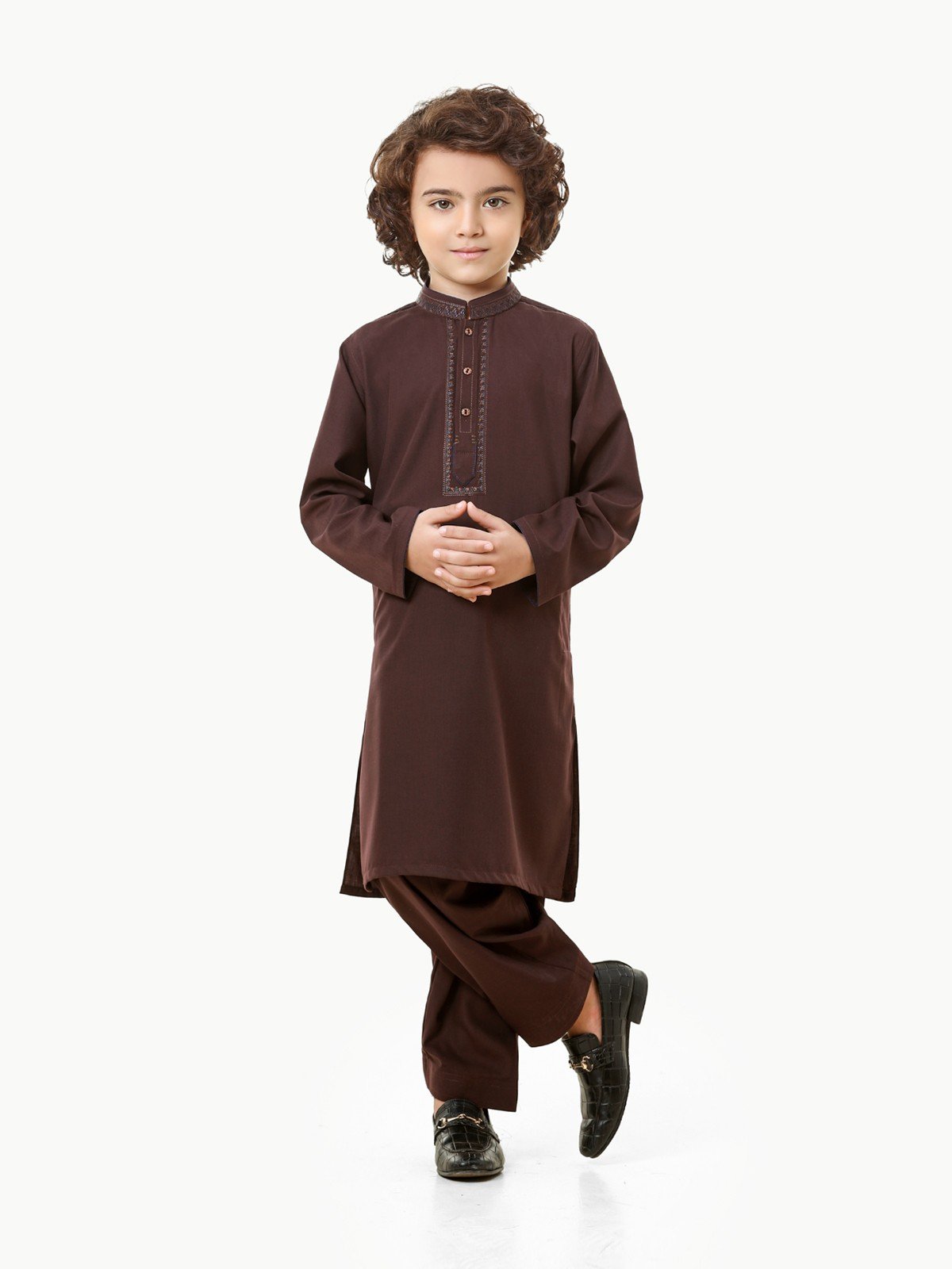 Boy's Chocolate Brown Kurta Shalwar - EBTKS23-3812