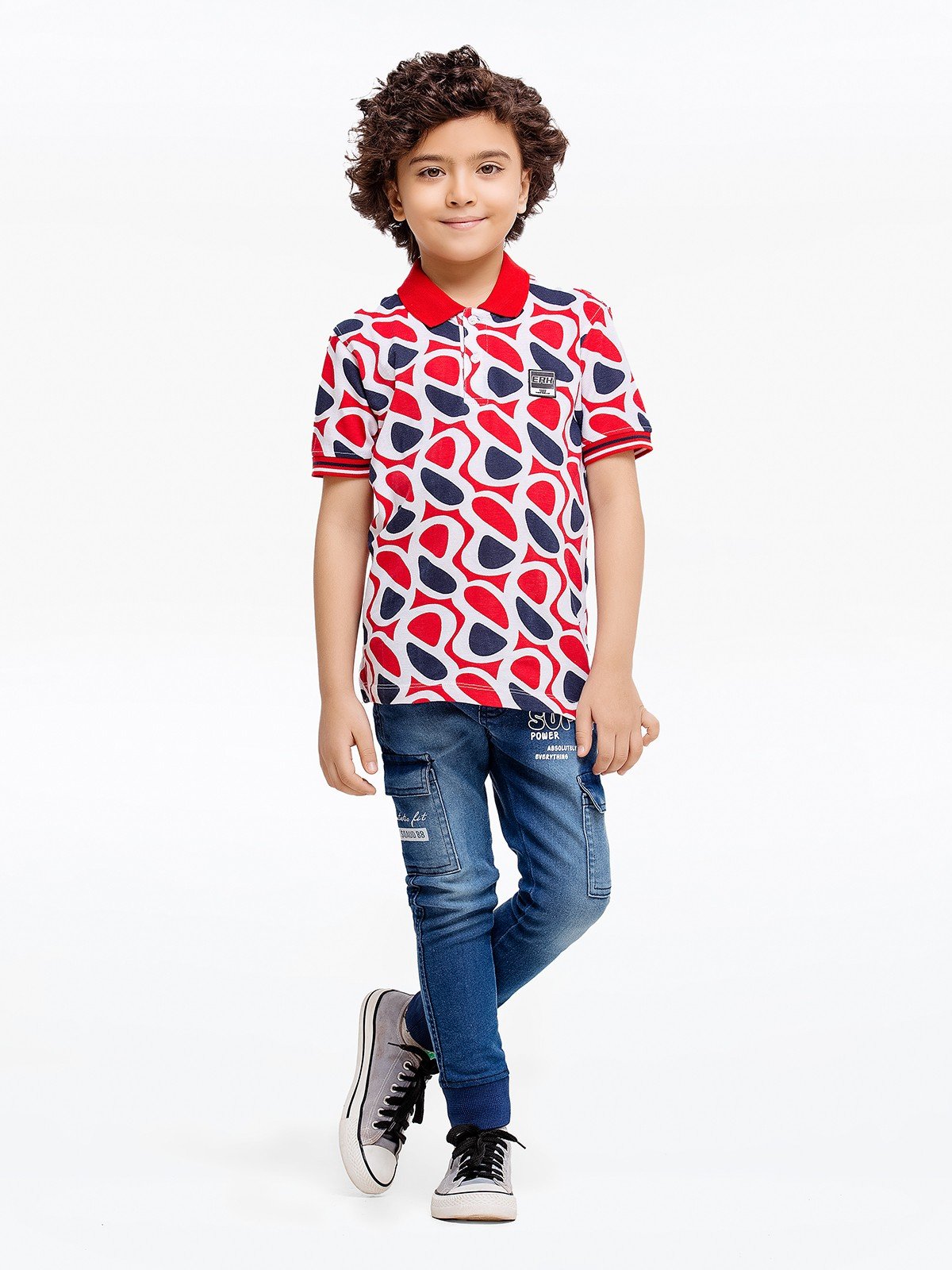 Boy's Red & White Polo Shirt - EBTPS23-028