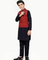 Boy's Maroon & Black Waist Coat Suit - EBTWCS22-25156