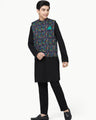 Boy's Black Multi Waist Coat Suit - EBTWCS22-25167