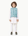 Boy's Blue & White Waist Coat Suit - EBTWCS23-25173