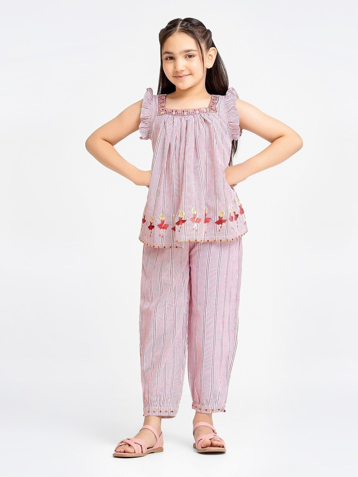Girl's Maroon & White Co-Ord Sets - EGTCS23-011