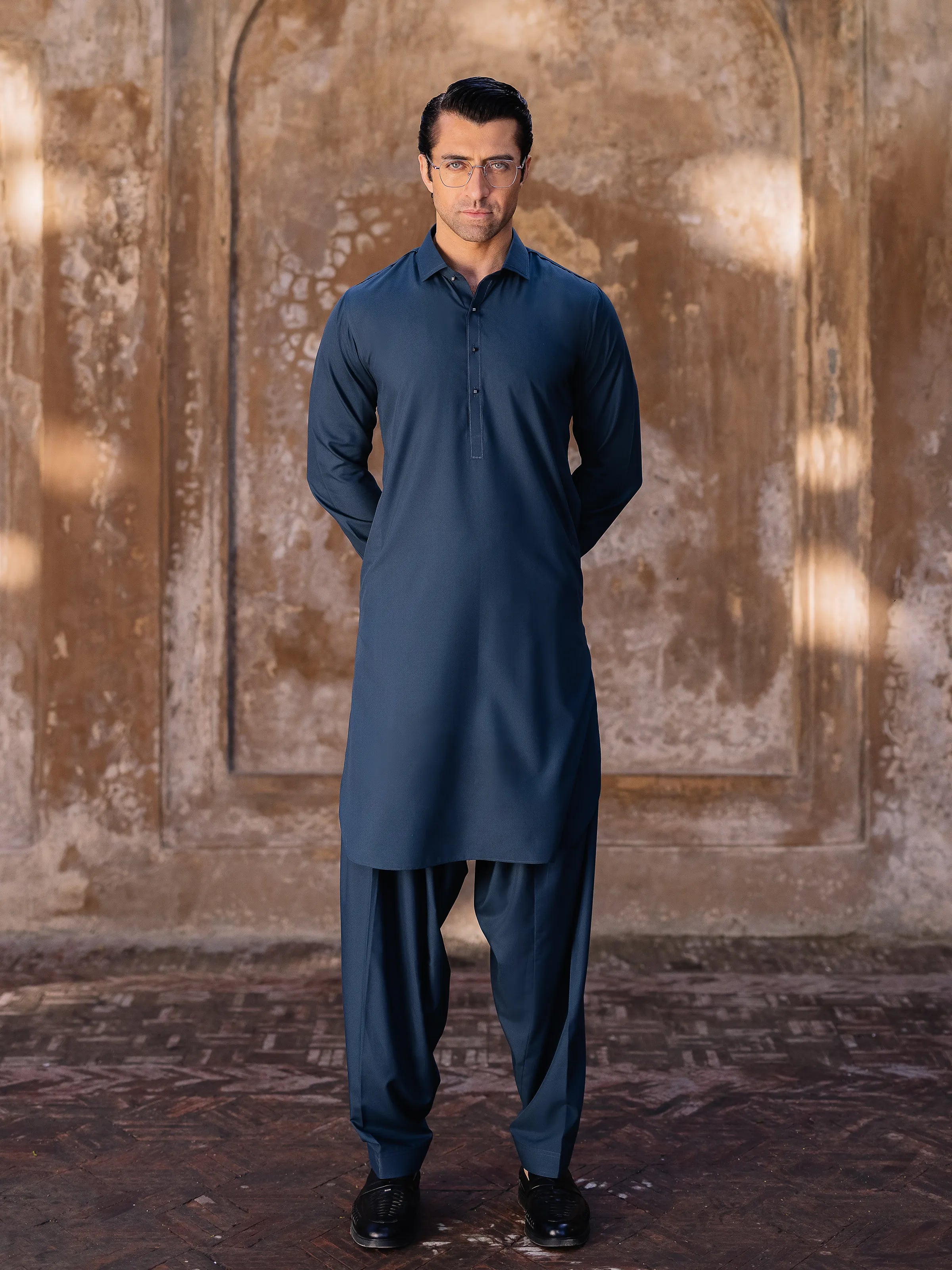 Men's Teal Green Kurta Shalwar - EMTKST5-99517