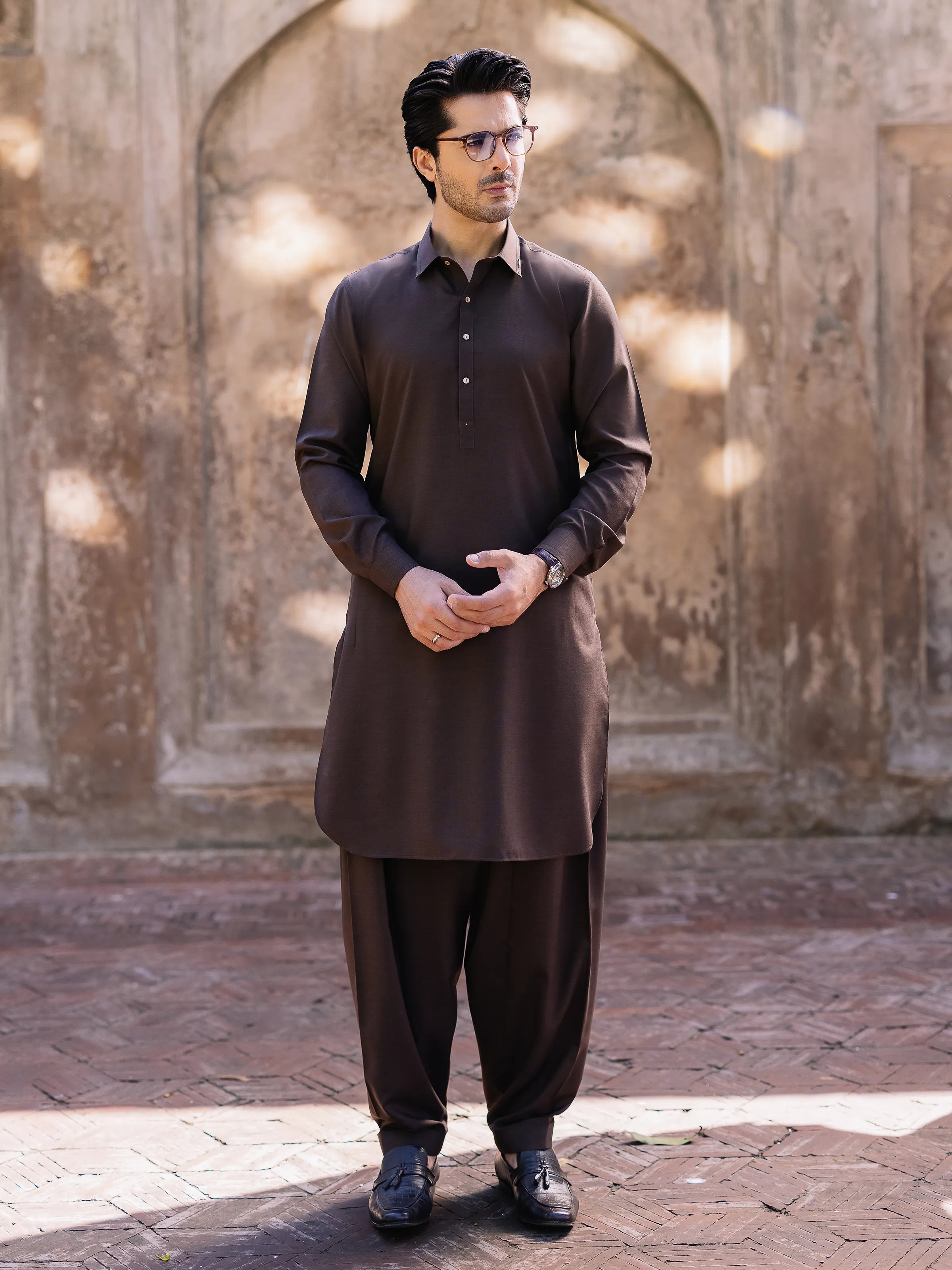 Men's Chocolate Brown Kurta Shalwar - EMTKST5-99519