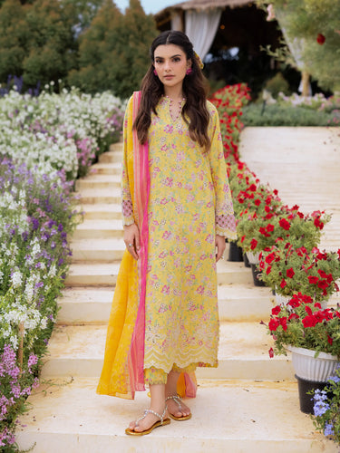 Unstitched Yellow Embroidered Lawn 3 Piece - EWU5V1-31441-3P