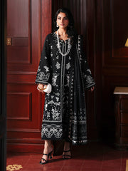 Unstitched Black Embroidered Khaddar 3 Piece - EWU5V11-32006-3P