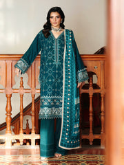 Unstitched Bottle Green Embroidered Khaddar 3 Piece - EWU5V11-32010-3P