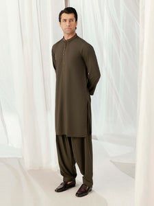 Men's Army Green Kurta Shalwar - EMTKST5-99582