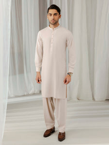 Men's Light Beige Kurta Shalwar - EMTKST5-99579