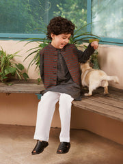 Boy's Dark Grey Waist Coat Suit - EBTWCS5-25212