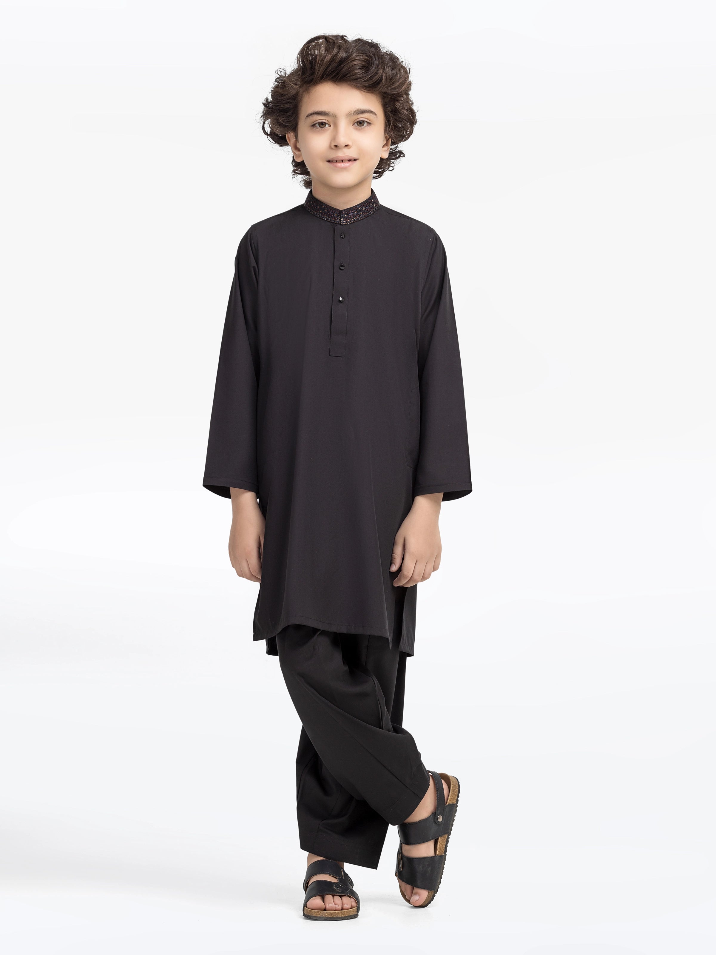 Boy's Black Kurta Shalwar - EBTKS5-4033