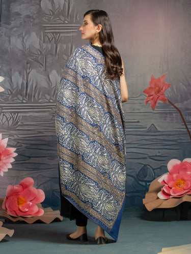 Embroidered Pashmina Jacquard Zari Shawl - EWMSE5-001