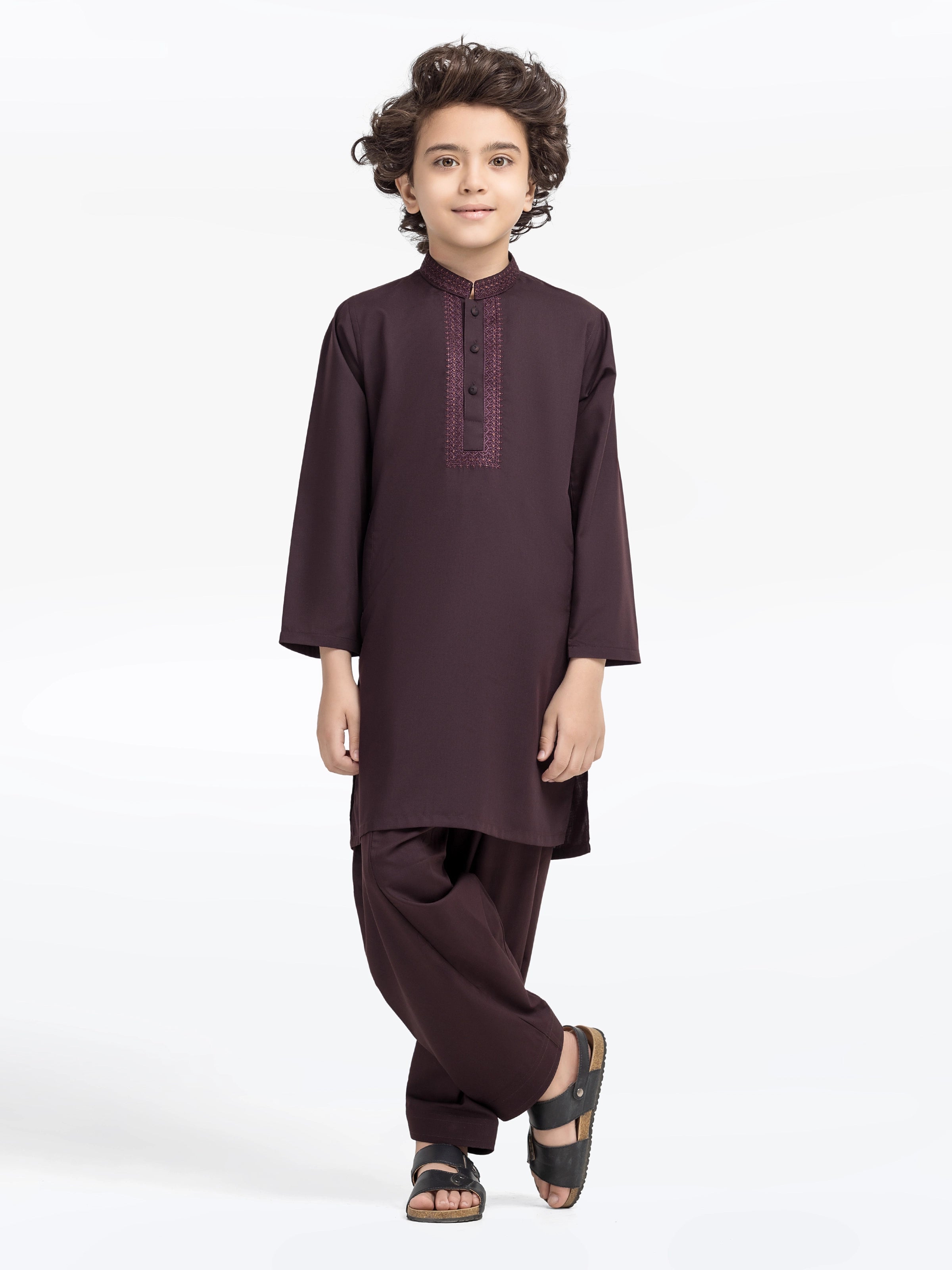 Boy's Maroon Kurta Shalwar - EBTKS5-4016