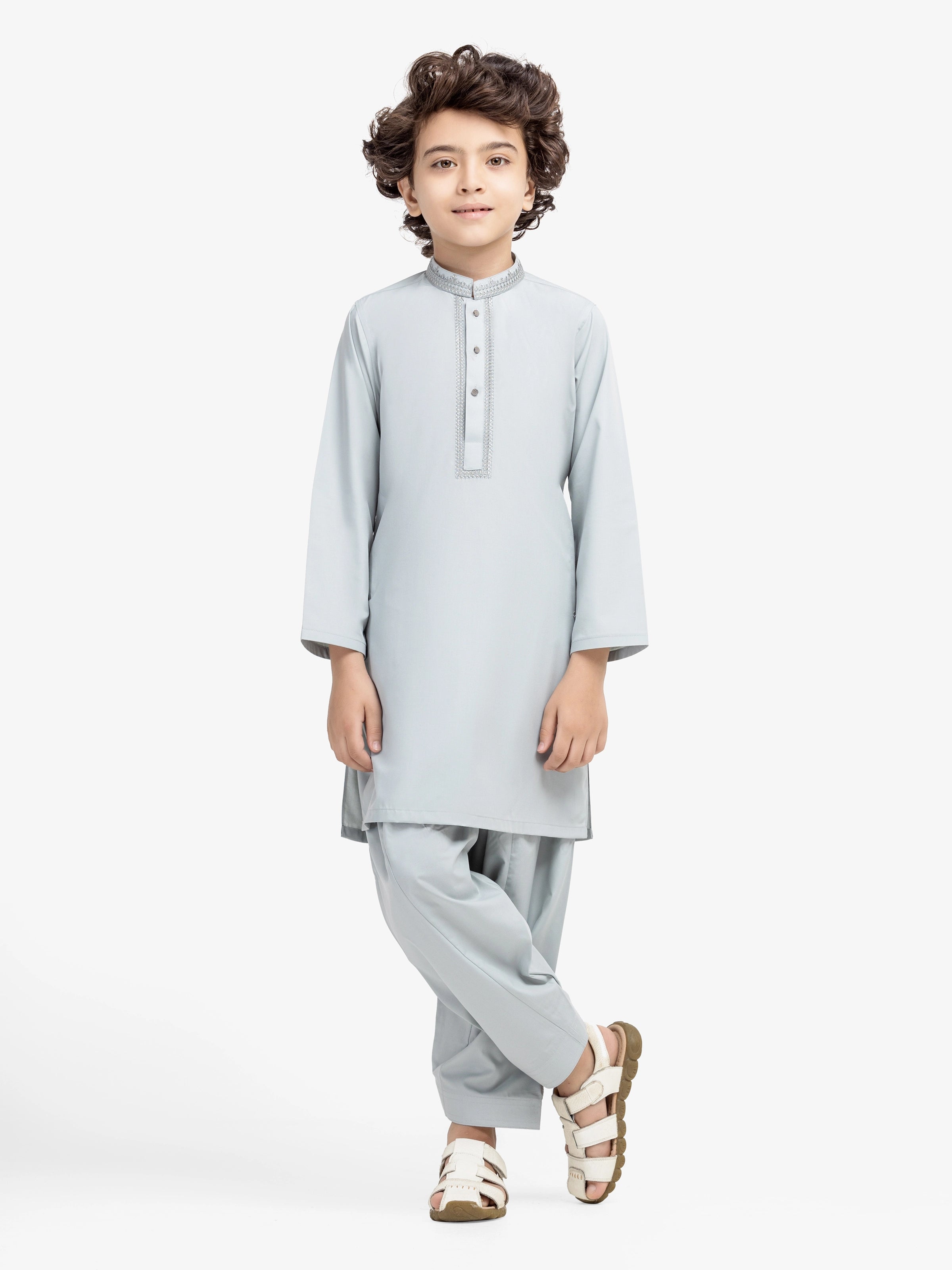 Boy's Ash Grey Kurta Shalwar - EBTKS5-4020