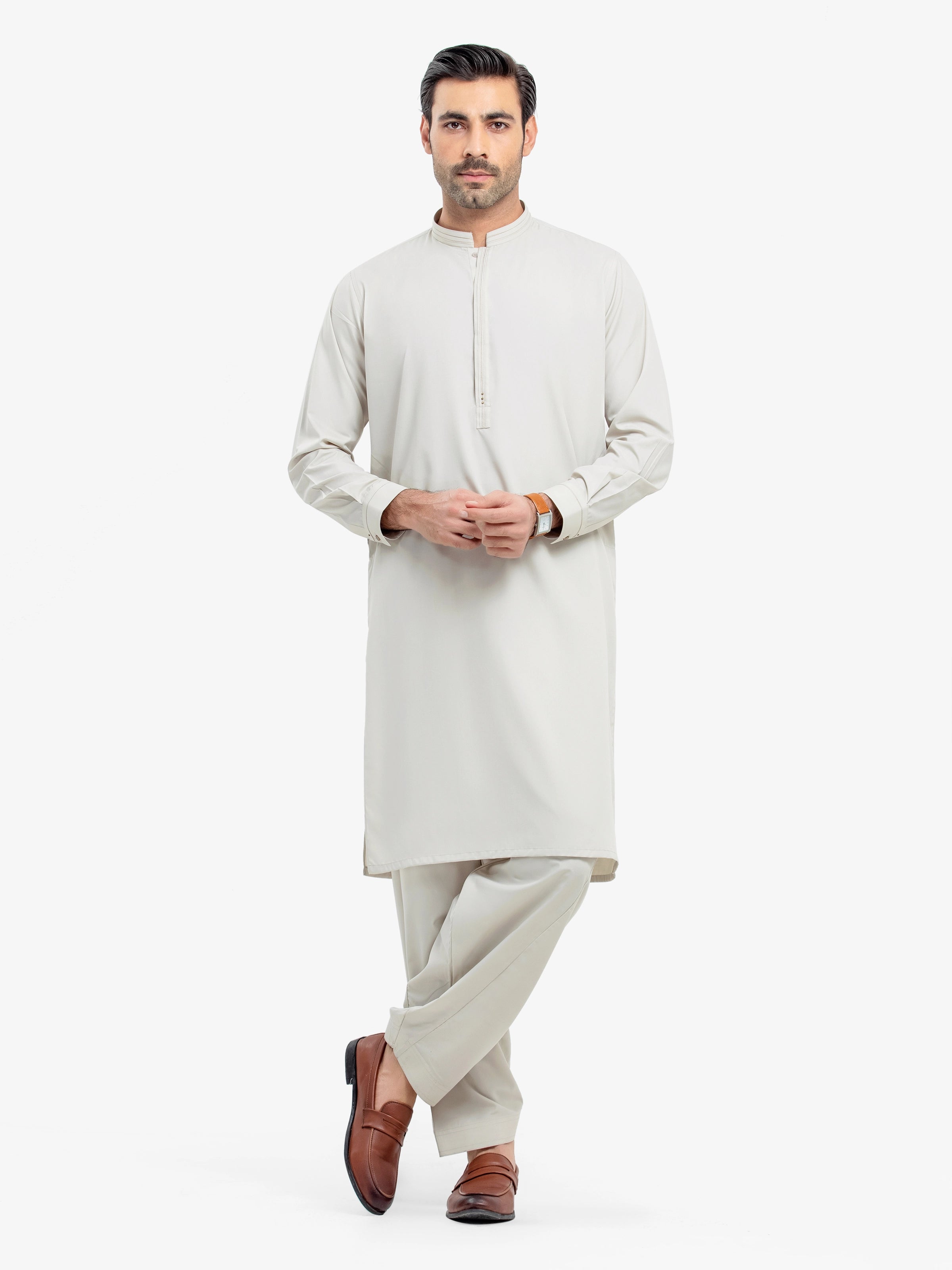 Men's Beige Kurta Shalwar - EMTKS25-41148