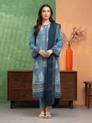 Unstitched Blue Embroidered Slub Lawn 3 Piece - EWU5V1-31220-3P