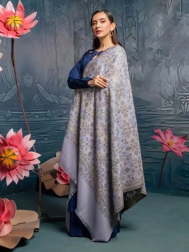 Pashmina Jacquard Zari Shawl- EWMS5-004