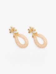 Gold Textured Teardrop Earrings - EAWE5-131