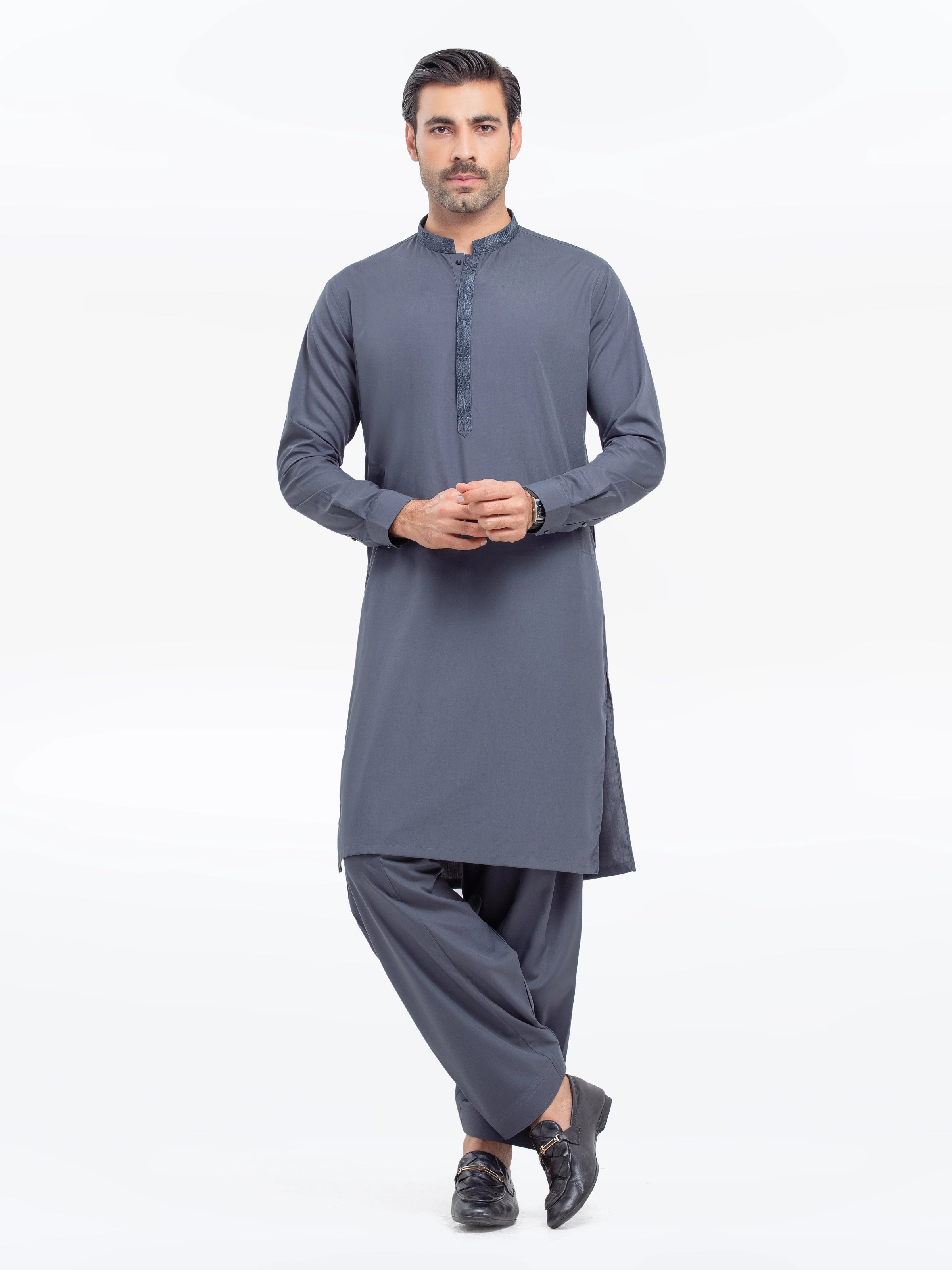 Men's Dark Teal Kurta Shalwar - EMTKS5-41162