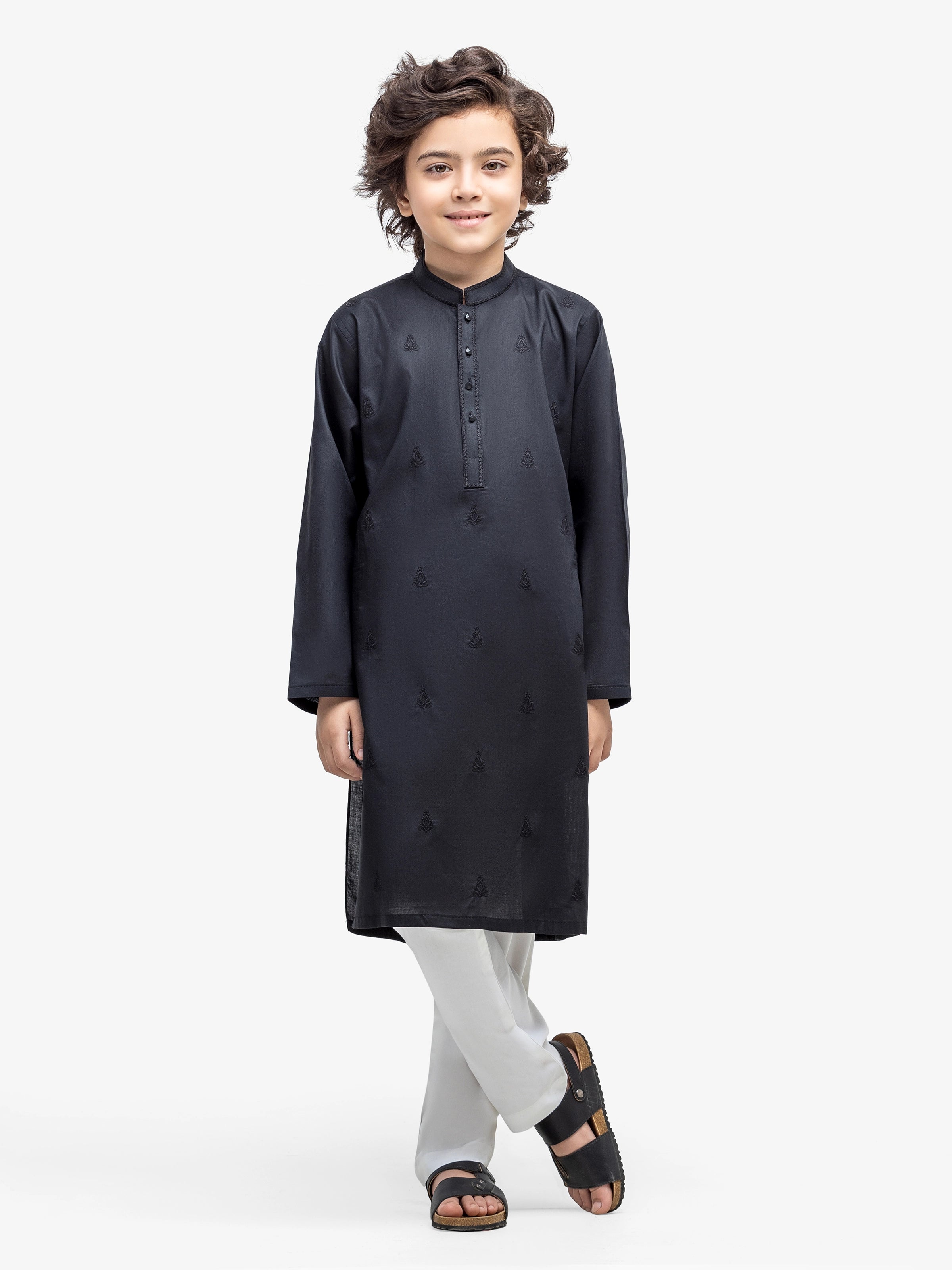 Boy's Black Kurta - EBTK25-3993