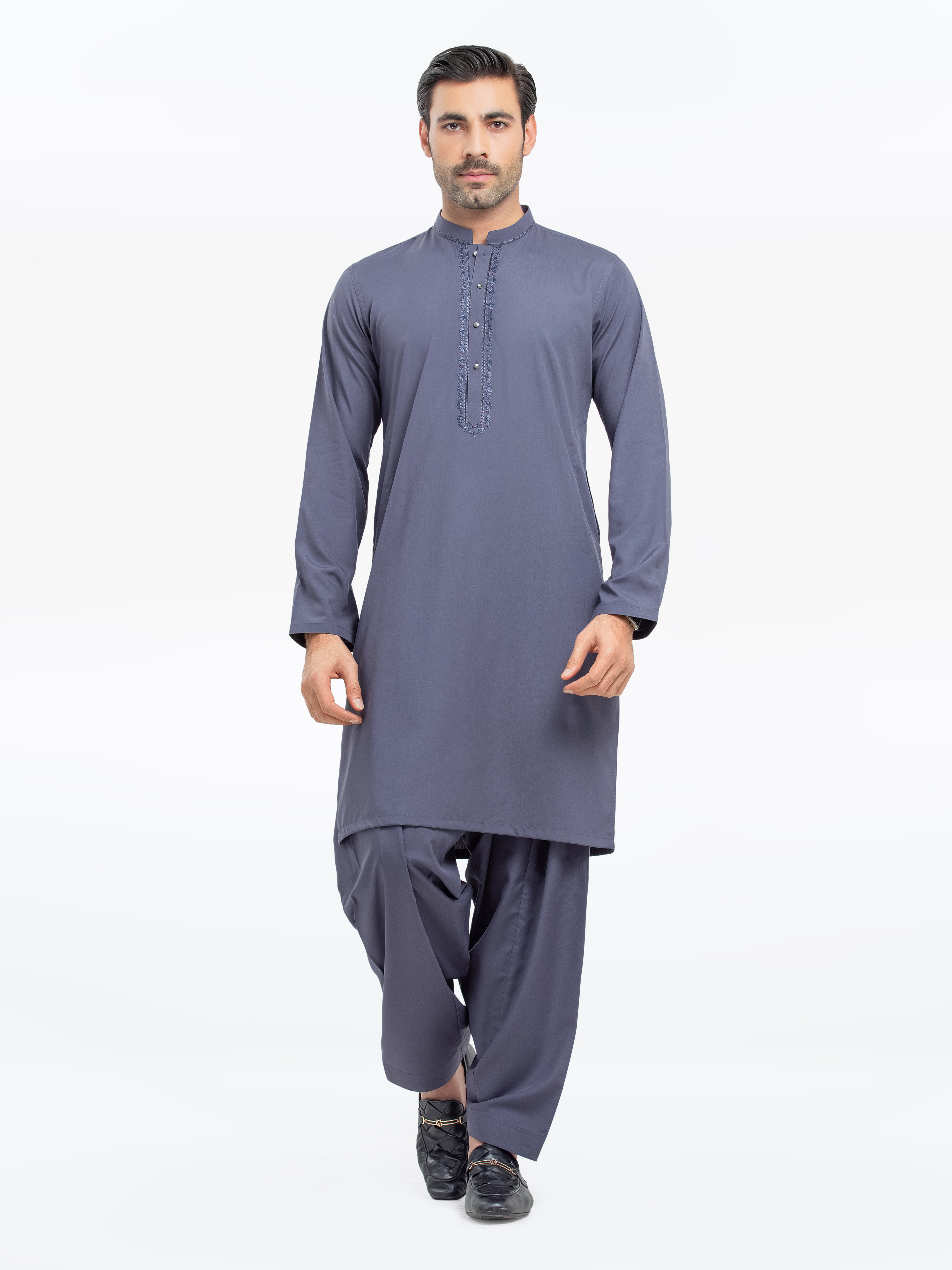 Men's Dark Grey Kurta Shalwar - EMTKS5-41160