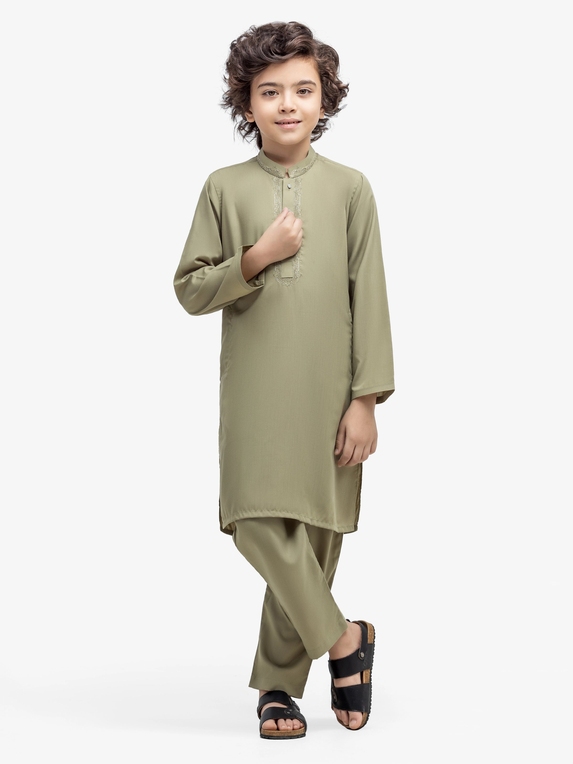 Boy's Sage Green Kurta Pajama - EBTKP5-012