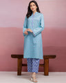 Unstitched Aqua Printed Lawn 2 Piece - EWU5A1-35424ST